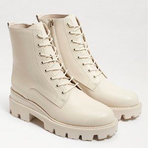 Sam Edelman Ivory Leather Garrett Combat Boot